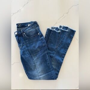 Seven7 Dark Blue Ankle Jeans with Frayed Hem